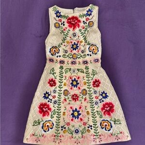 Pre-owned Size 2 Alice + Olivia Floral Embroidered Lindsey Dress - Multicolor